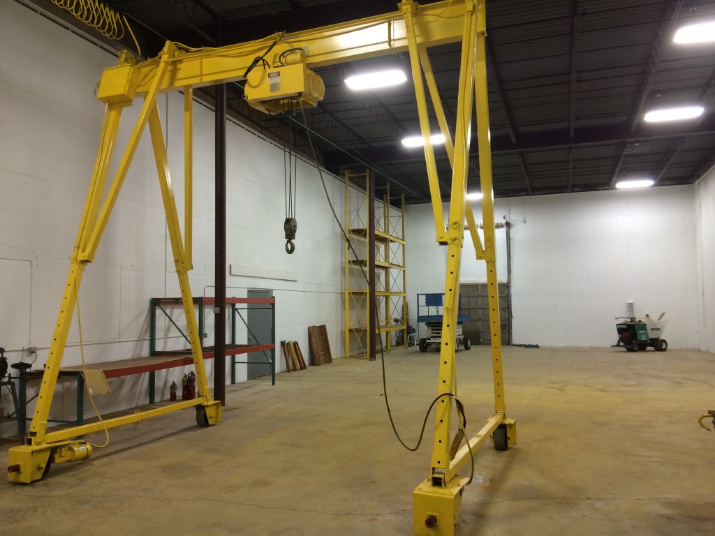 Our 5 ton crane for lifting our generators on to our trailers.