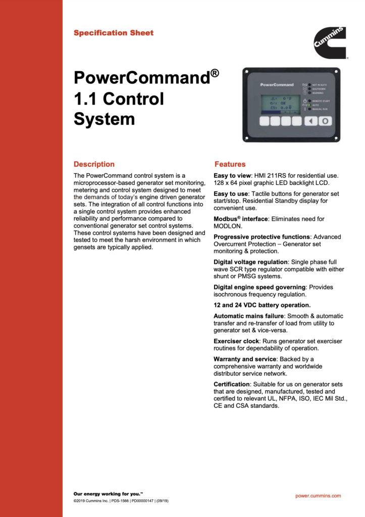 Cummins Power Command Fault Codes for HMI211 - Norwall PowerSystems